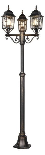 TRIO 405960328 VOLTURNO vonkajšie stojanové svietidlo/stĺpik V2000mm 3xE27 IP23 starožitná mosadzná