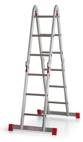 Viacúčelový hliníkový kĺbový rebrík VENBOS, 4x3 priečky, dĺžka 3,565 m