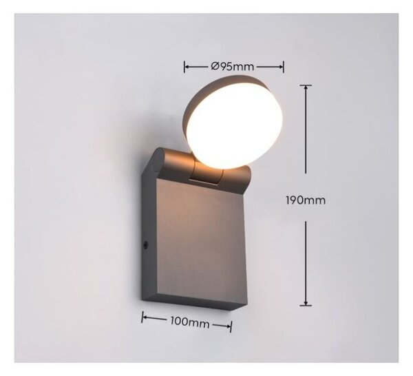TRIO 245560142 ADOUR vonkajšie nástenné svietidlo SMD LED 7W/750lm 2300+3000+4000K IP44 antracit