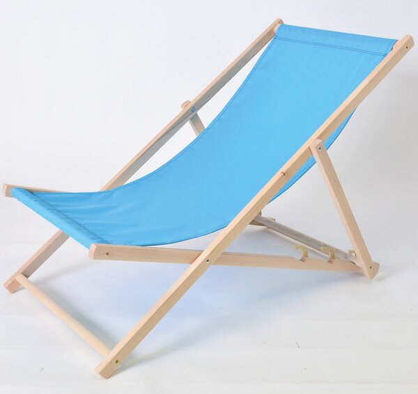 Bahama Polyester Lehátko drevené prírodné, modré ROJAPLAST 23210/13
