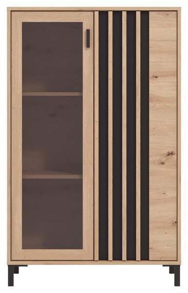 VITRÍNA, čierna, dub artisan, 80/128,6/40 cm Hom`in - Sklenené vitríny