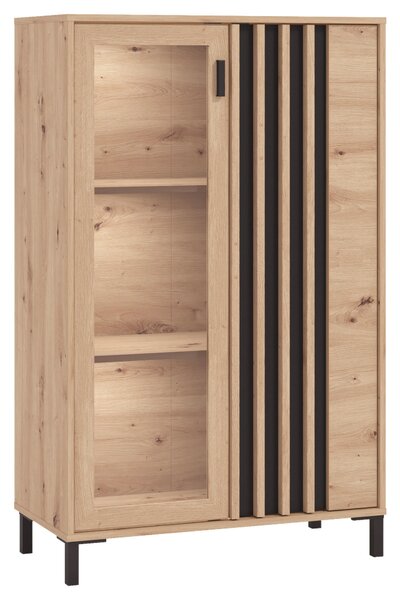 VITRÍNA, čierna, dub artisan, 80/128,6/40 cm Hom`in - Sklenené vitríny