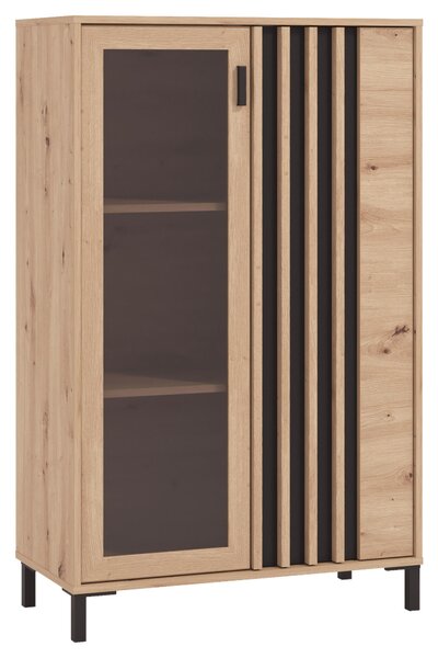 VITRÍNA, čierna, dub artisan, 80/128,6/40 cm Hom`in - Sklenené vitríny