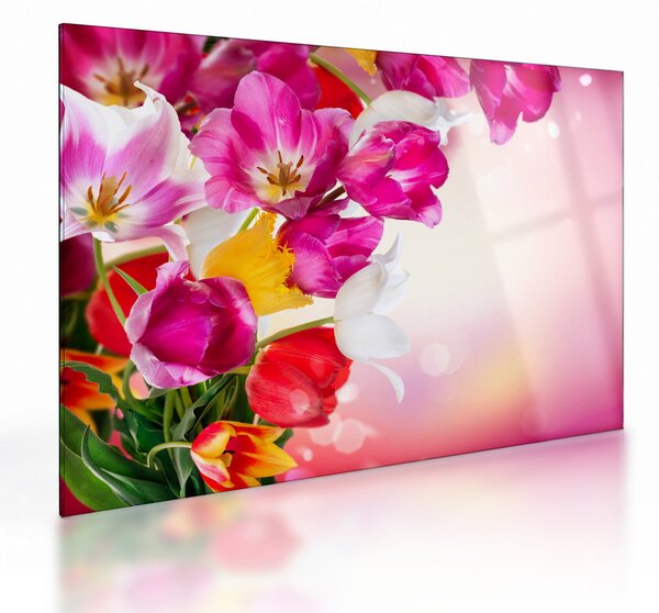 Sklenený obraz tulipánov (70x50 cm)