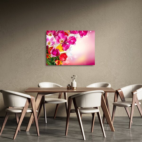 Sklenený obraz tulipánov (70x50 cm)