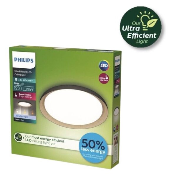 Philips UltraEfficient 8720169301115 Pebblo stropné svietidlo D320mm LED 10W/1950lm 4000K čierna, béžová, SceneSwitch