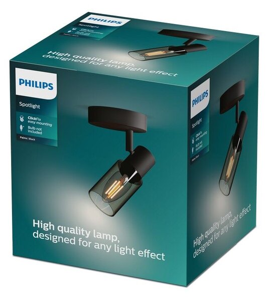 Philips 8720169299276 Palms nástenné bodové svietidlo/spot 1xE14 čierna, dymová, ClickFix