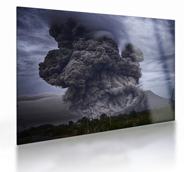 Sklenený obraz - Sopečná erupcia (70x50 cm)