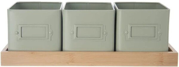Greenish kvetináč na bylinky 11,5 x 11,5 cm + podnos, kov/bambus ORION 310629