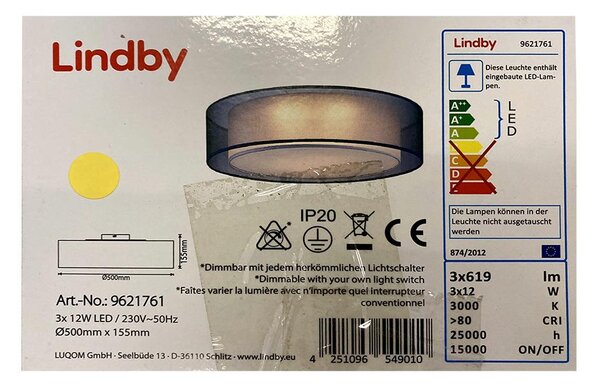 Lindby Lindby - LED Stmievateľné stropné svietidlo AMON 3xLED/12W/230V LW0018 + záruka 3 roky zadarmo