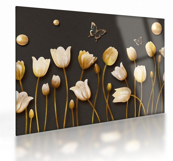 Sklenený obraz - Tulipány - abstraktné (70x50 cm)