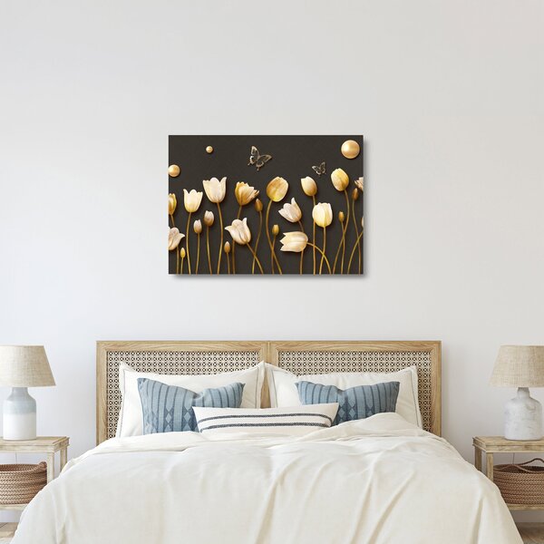 Sklenený obraz - Tulipány - abstraktné (70x50 cm)