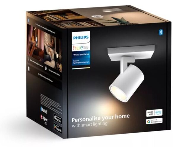 Philips Hue White Ambiance 8720169320659 Runner nástenné bodové svietidlo/spot 1xGU10 4,2W/400lm 2200-6500K biela bluetooth