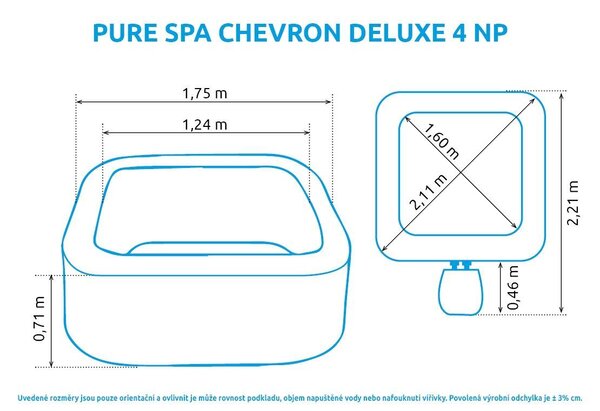 Pure Spa Vírivý bazén - Chevron Deluxe Bubble 4 AP, 795 l INTEX 11400291