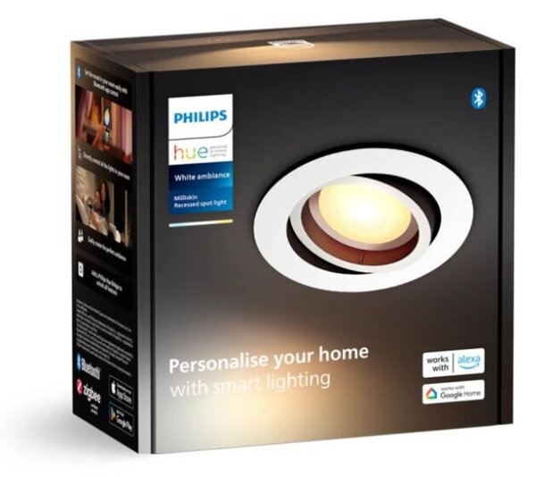 Philips Hue White Ambiance 8720169319875 MILLISKIN zápustné svietidlo D90mm GU10 4,2W/400lm 2200-6500K biela bluetooth