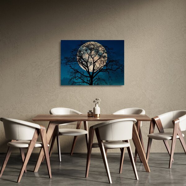 Sklenený obraz stromu so splnom (70x50 cm)