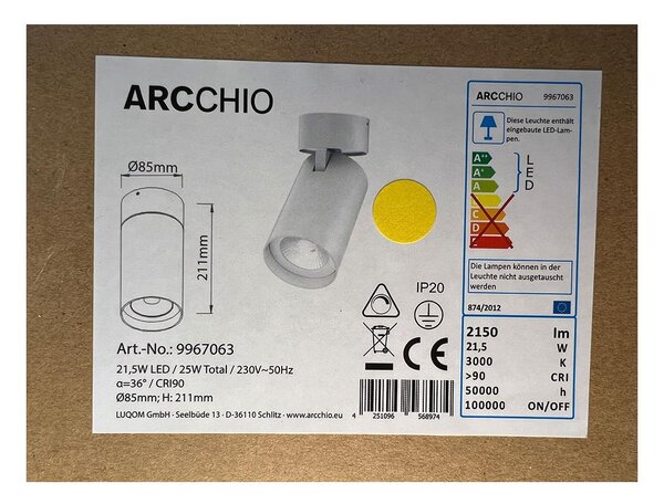 Arcchio Arcchio - LED Bodové svietidlo THABO LED/21,5W/230V CRI90 LW1338 + záruka 3 roky zadarmo
