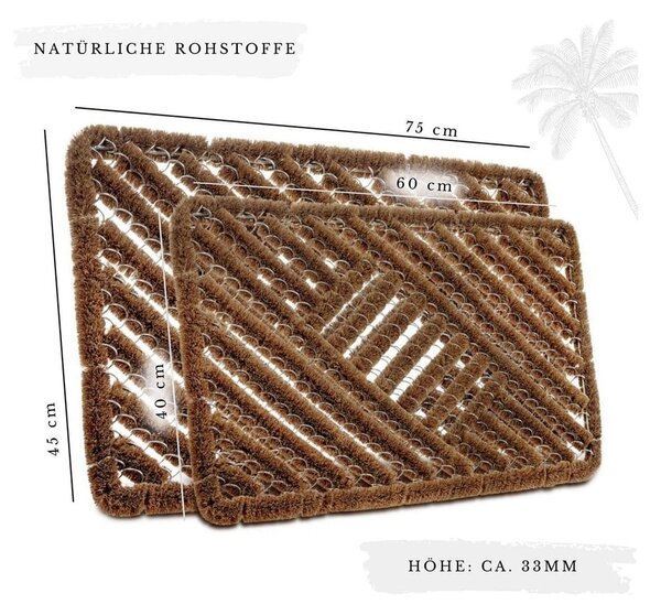 Rohožka z kokosového vlákna 45x75 cm Coco Natural – Hanse Home