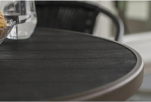 Nina Balkónový stôl Ø 60 cm, oceľ / artwood, čierny NOELA 3457026