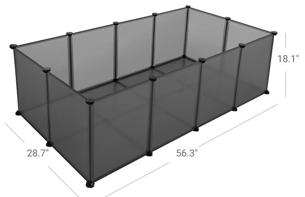 SONGMICS Plastová ohrádka pre malé zvieratá Spaci sivá
