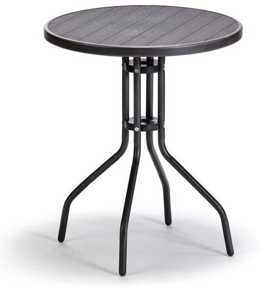 Nina Balkónový stôl Ø 60 cm, oceľ / artwood, čierny NOELA 3457026