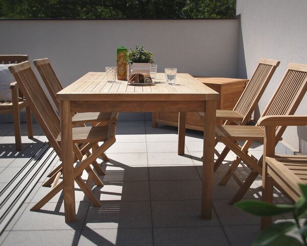 Záhradný drevený nábytok – stôl Garden I. + 4x kreslo Clasic, teak NOELA 3459171