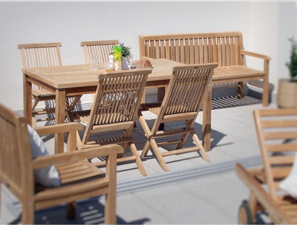 Záhradný drevený nábytok – stôl Garden I. + 4x kreslo Clasic, teak NOELA 3459171