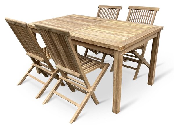 Záhradný drevený nábytok – stôl Garden I. + 4x kreslo Clasic, teak NOELA 3459171