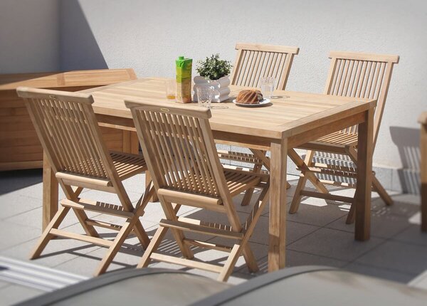 Záhradný drevený nábytok – stôl Garden I. + 4x kreslo Clasic, teak NOELA 3459171