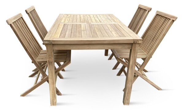Záhradný drevený nábytok – stôl Garden I. + 4x kreslo Clasic, teak NOELA 3459171