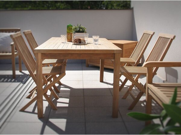 Záhradný drevený nábytok – stôl Garden I. + 4x kreslo Clasic, teak NOELA 3459171