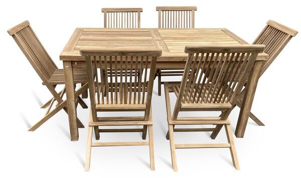 Záhradný drevený nábytok – stôl Garden I. + 6x kreslo Clasic, teak NOELA 3459172