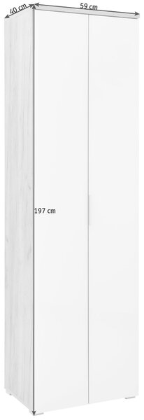PREDSIEŇOVÁ SKRIŇA, biela, farba duba, 59/197/40 cm Voleo - Skrine