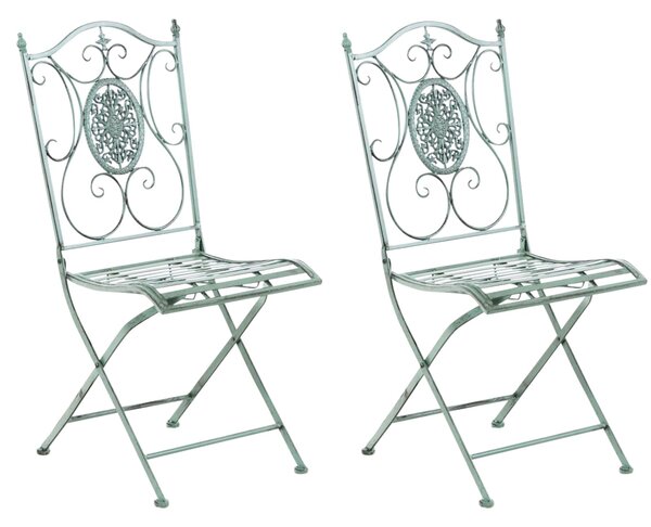 Kovová skladacia stolička Sibell (SET 2 ks) - Zelená antik