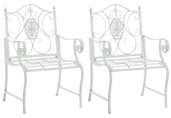 Kovová stolička Punjab s područkami (SET 2 ks) - Biela antik