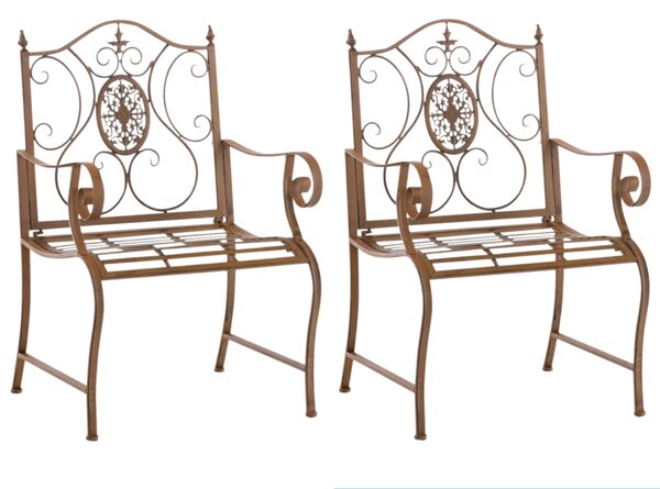 Kovová stolička Punjab s područkami (SET 2 ks) - Hnedá antik