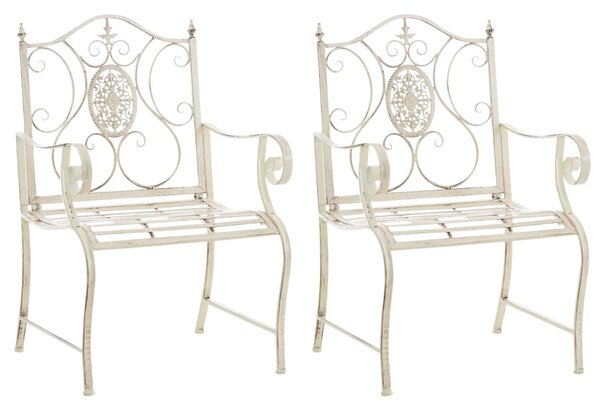 Kovová stolička Punjab s područkami (SET 2 ks) - Krémová antik