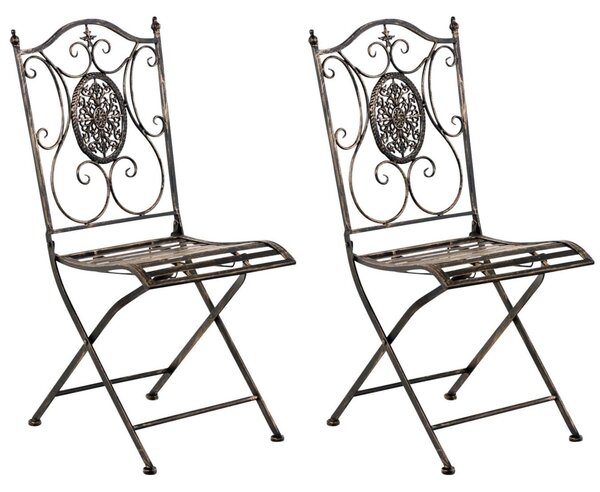 Kovová skladacia stolička Sibell (SET 2 ks) - Bronzová
