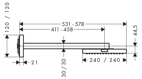 Axor ShowerSolutions - Hlavová sprcha 240x240 mm so sprchovým ramenom, jeden prúd, chróm 10925000