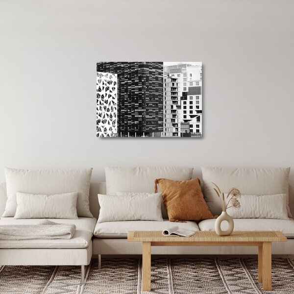 Sklenený obraz čiernobiele architektúry (70x50 cm)