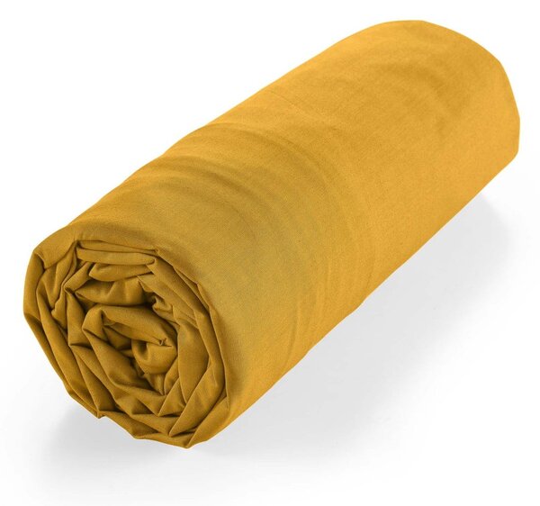 Žltá napínacia plachta z Bio bavlny 160x200 cm Biolina – douceur d'intérieur