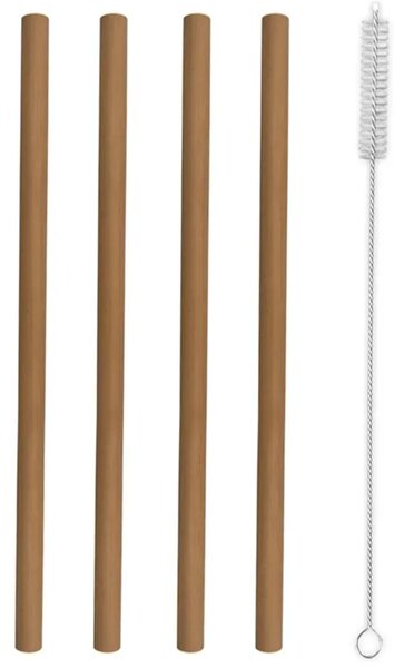 Slamky na nápoje s kefkou, 20 cm, bambusové, 4 ks ORION 151432