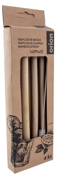 Slamky na nápoje s kefkou, 20 cm, bambusové, 4 ks ORION 151432