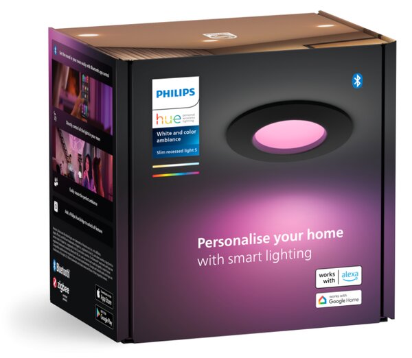 Philips Hue White and color ambiance 8720169264151 Slim downlight S zápustné svietidlo D90mm LED 8,3W/1000lm 2200-6500K+RGB IP44 čierna