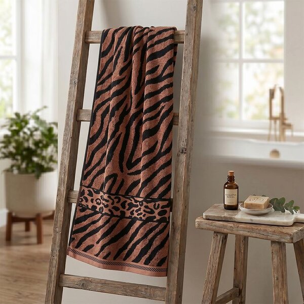 Súprava 2 ks žakárových osušiek ZEBRA hnedá 70 x 140 cm