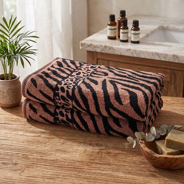 Súprava 2 ks žakárových osušiek ZEBRA hnedá 70 x 140 cm
