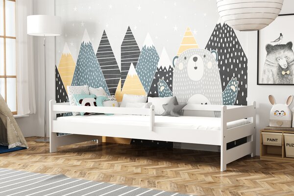 MAXMAX Detská posteľ z masívu borovice FILÍPOK - 200x90 cm - biela