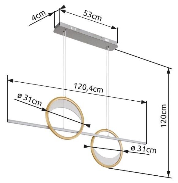 GLOBO 67333-40H UMBRA závesné svietidlo LED 40W/1761lm 2700-6500K strieborná, zlatá, biela, diaľkový ovládač