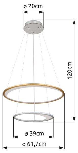 GLOBO 67333-44H UMBRA závesné svietidlo D617mm LED 40W/2127lm 2700-6500K strieborná, zlatá, biela, diaľkový ovládač