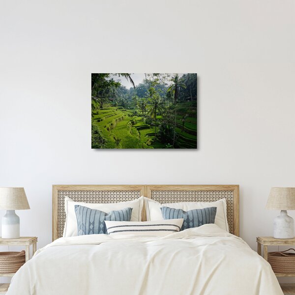 Sklenený obraz ryžových terás Tegalalang, Bali (70x50 cm)